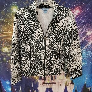 Koret Black & White Animal-Print Zip Jacket